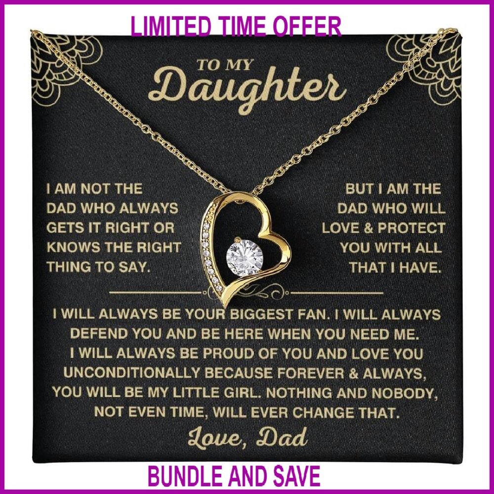 Personalized Daughter Necklace Gift from Mom Dad Heart Pendant
